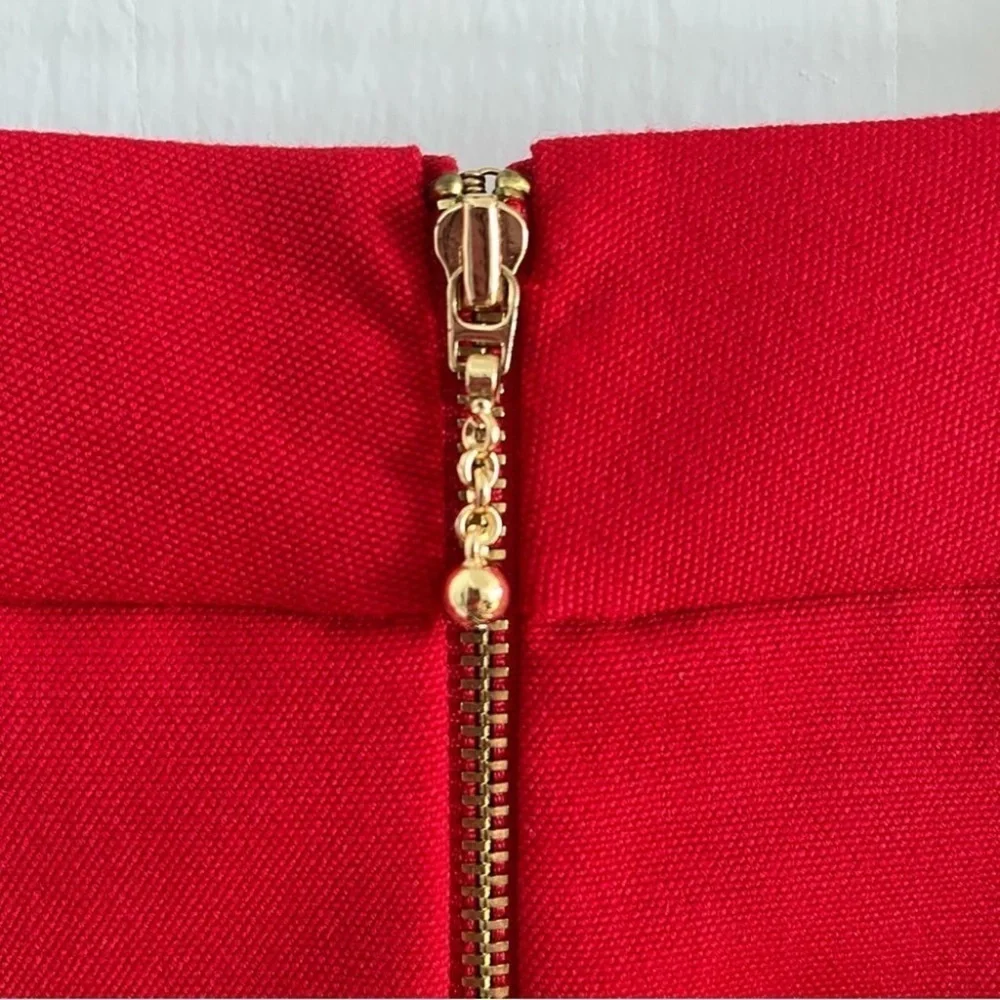 Kate Spade New York Red Wool Button Front Pencil Skirt | Size 10